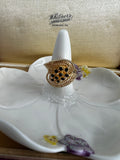 Vintage gold tone black rhinestone cluster ring size 5