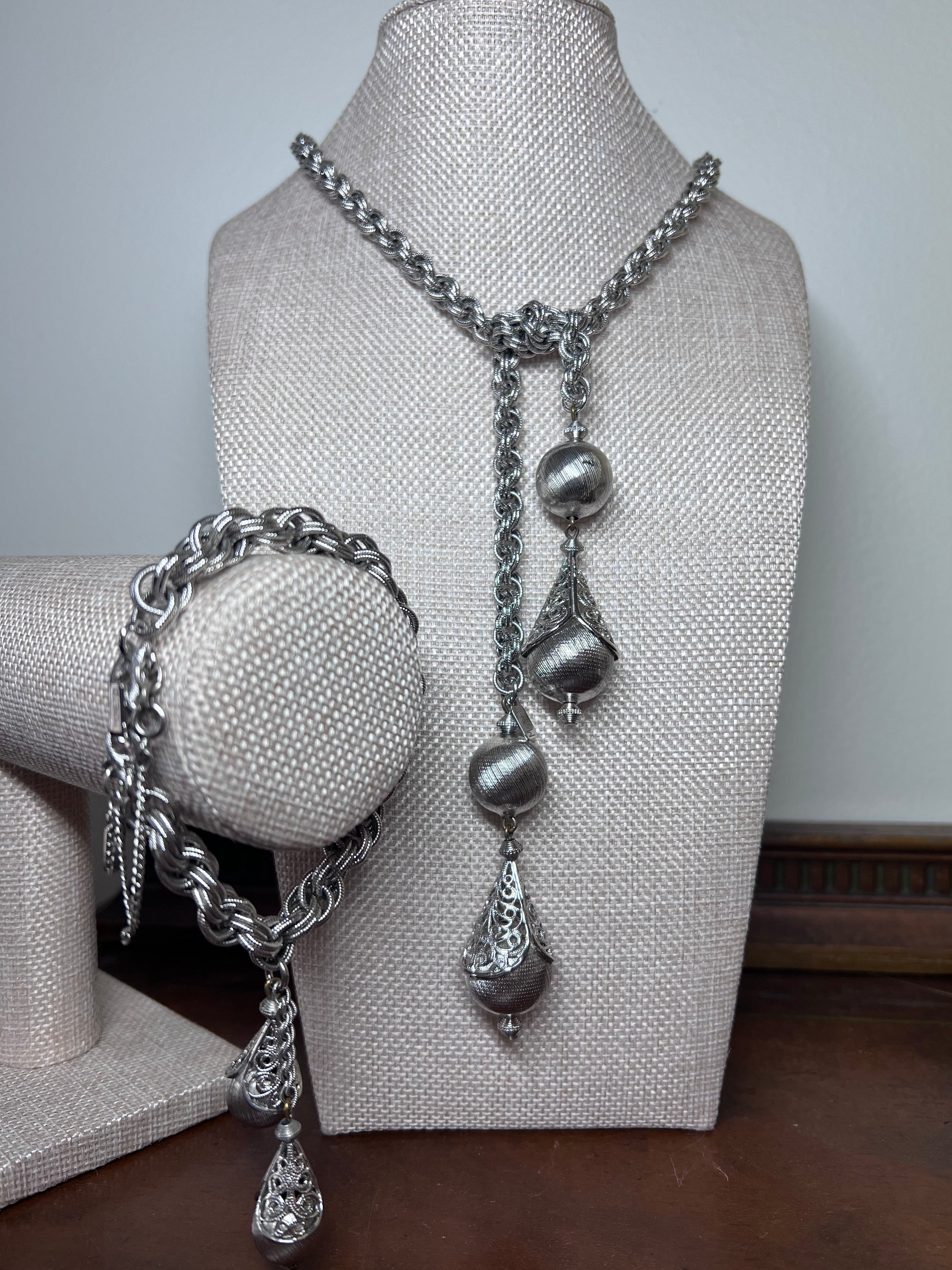 1961 Monet Bolero Lariat Necklace and Bracelet Set