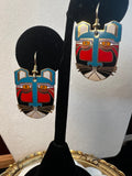 Vintage 1980s Laurel Burch Miikio tiger cat dangle earrings