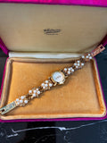 Vintage 90s CVP gold tone faux pearl bracelet watch