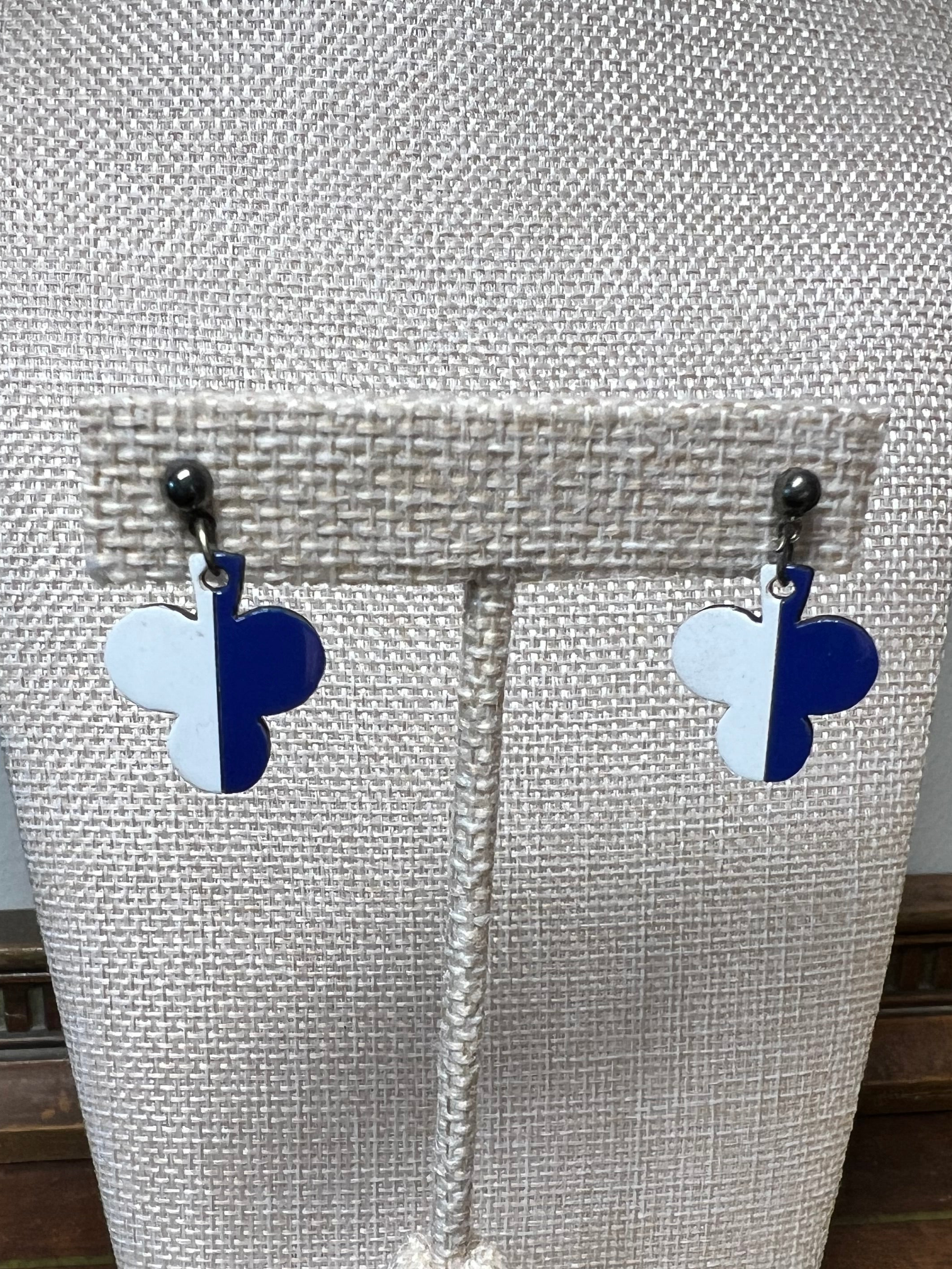 Vintage Blue and White Club Earrings