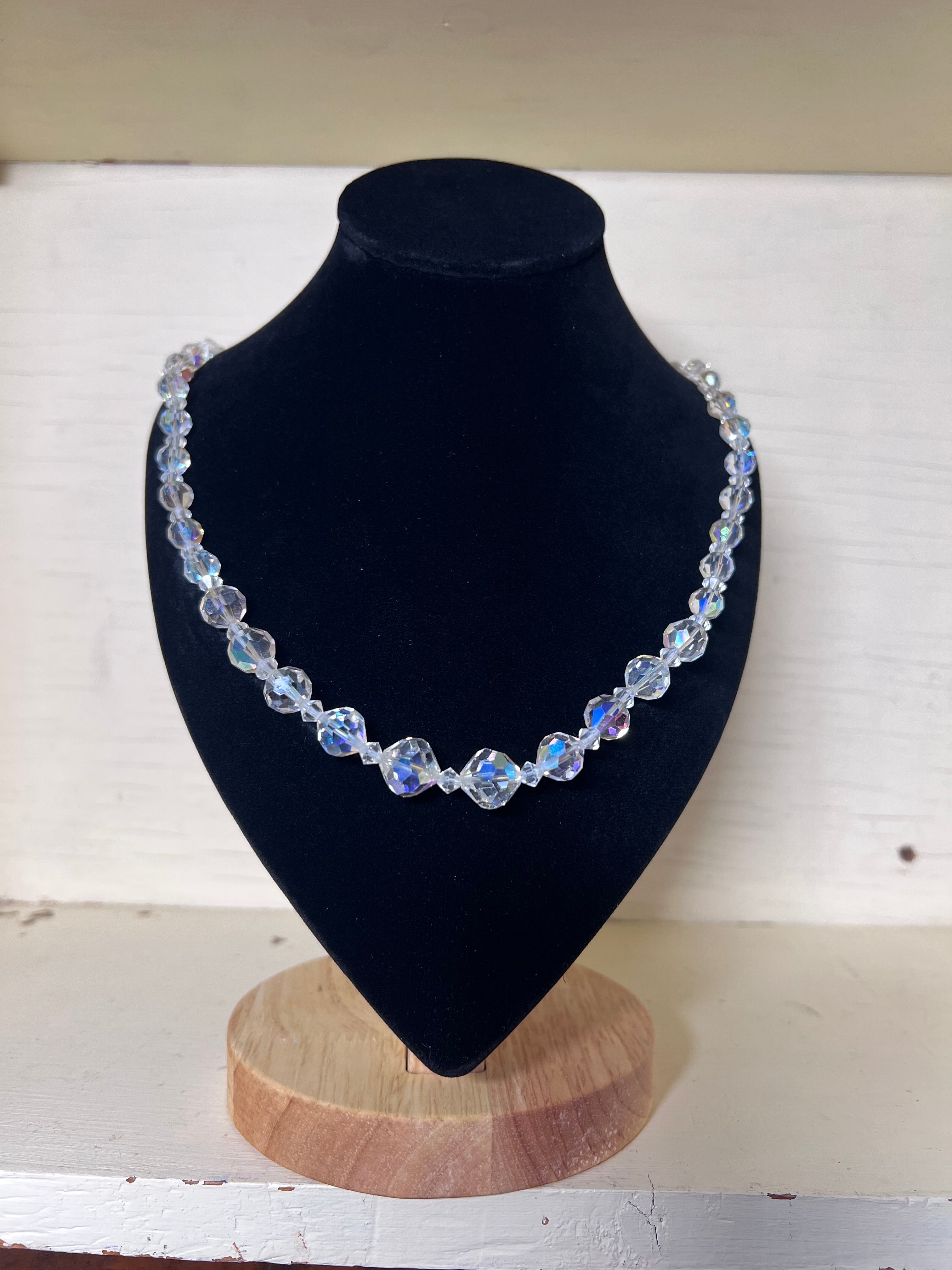 Vintage 1950s Aurora Borealis Crystal Necklace