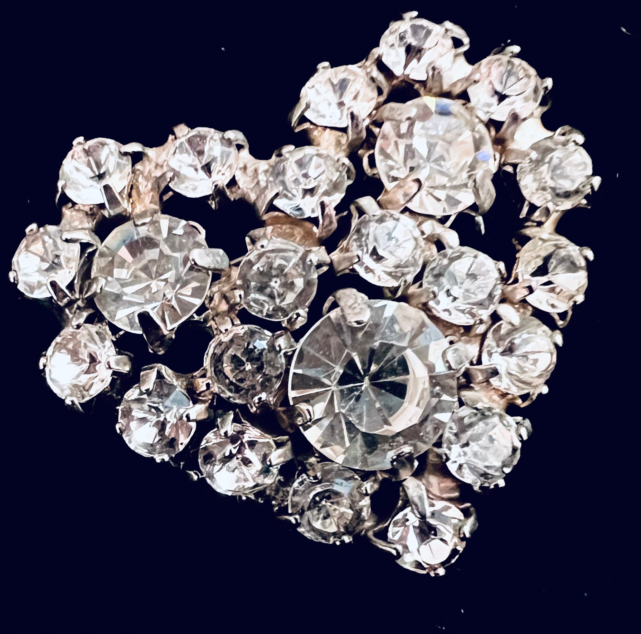 Vintage Rhinestone Heart Pin
