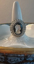 Vintage silver tone classic cameo ring adjustable