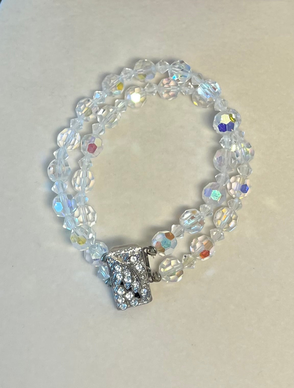Vintage 1950s Aurora Borealis Crystal Bracelet