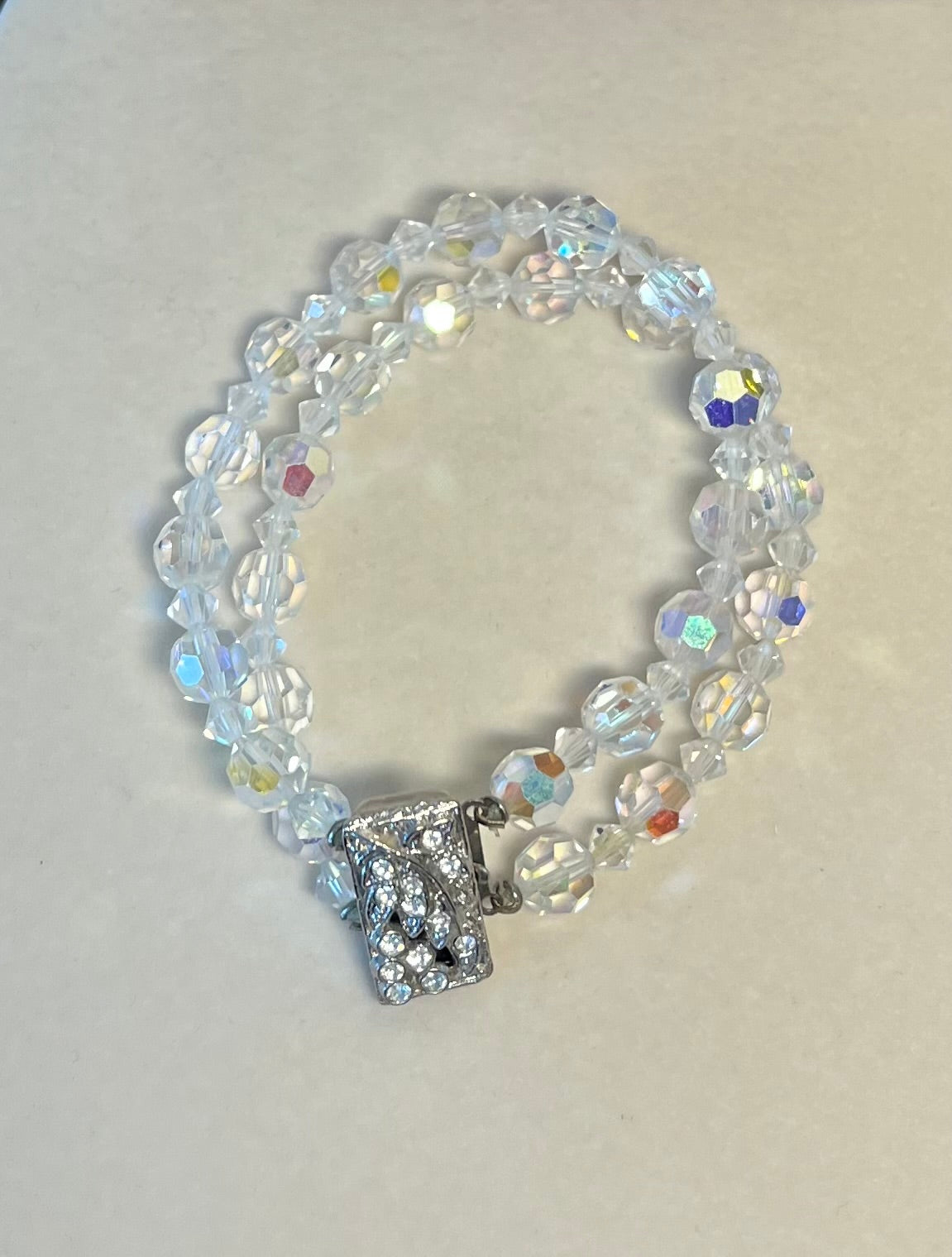 Vintage 1950s Aurora Borealis Crystal Bracelet