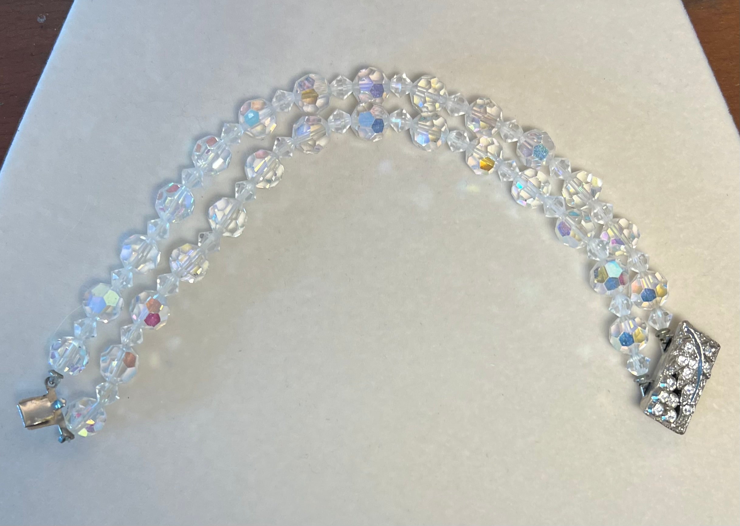 Vintage 1950s Aurora Borealis Crystal Bracelet