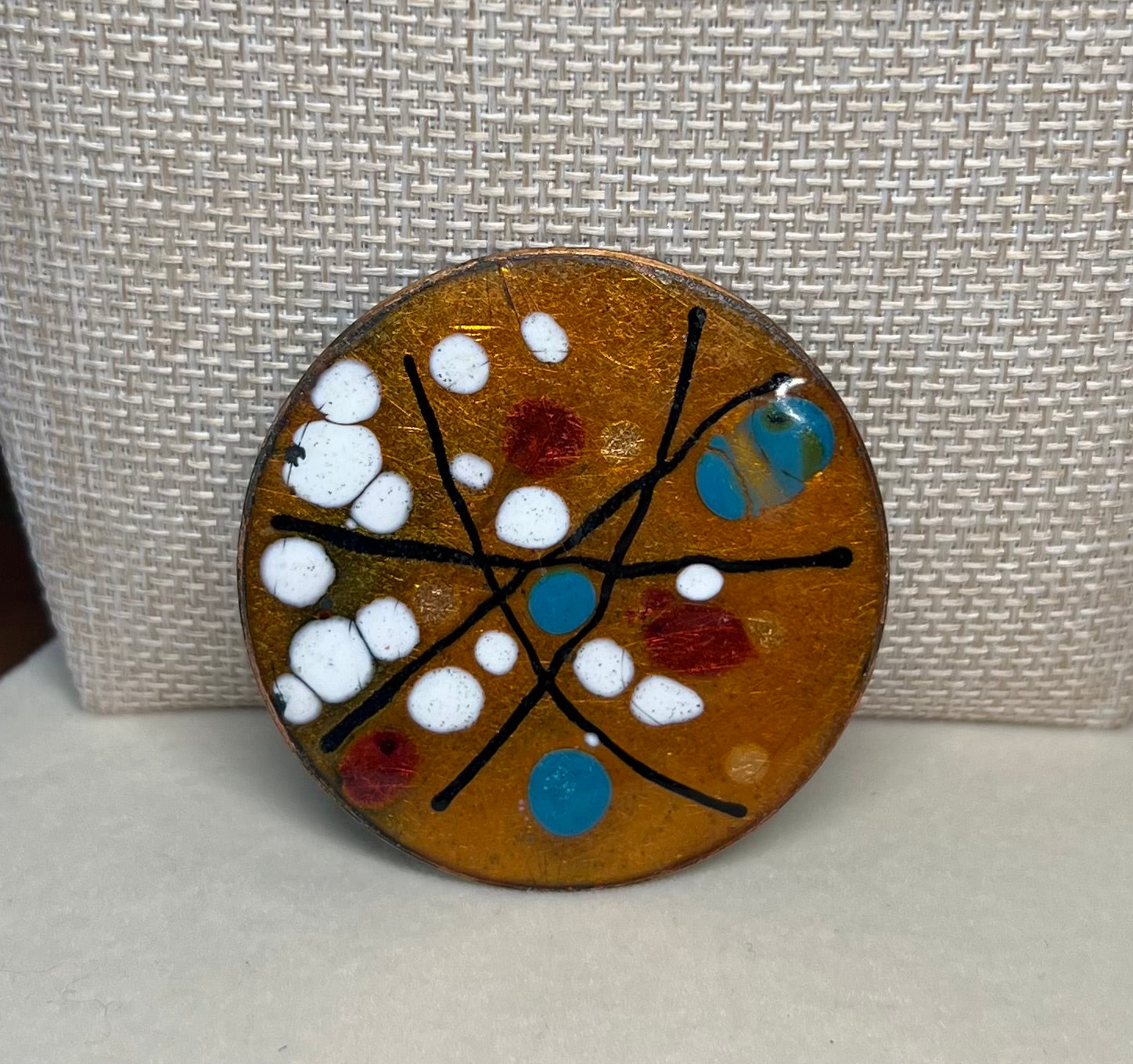 Mid Century Modern Enameled Copper Pin