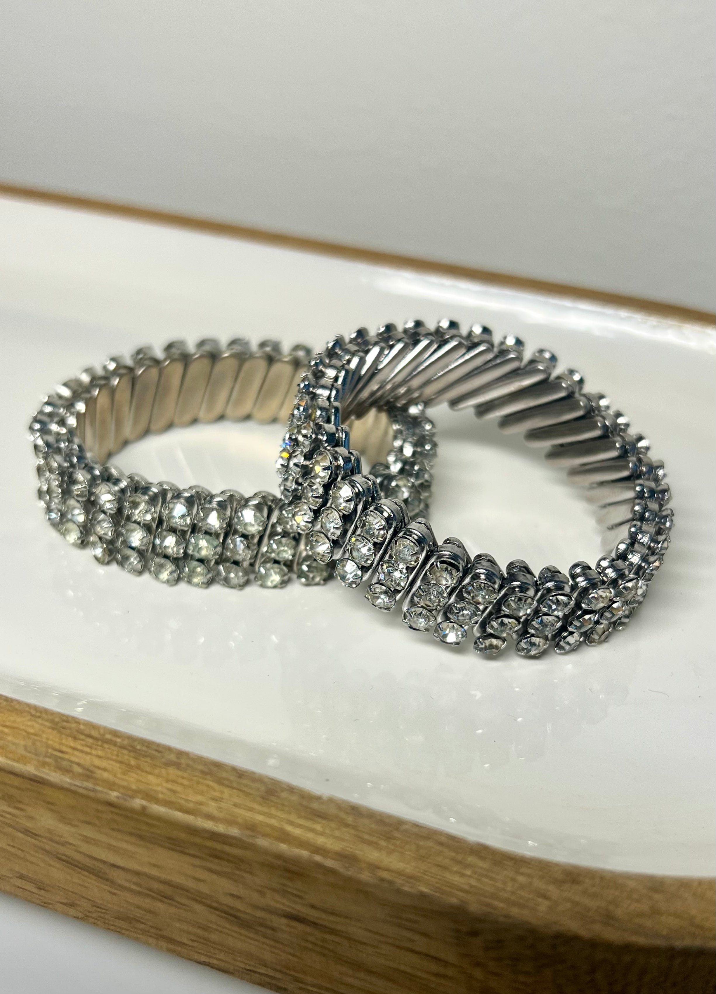 Pair of Vintage Rhinestone Expansion Bacelets