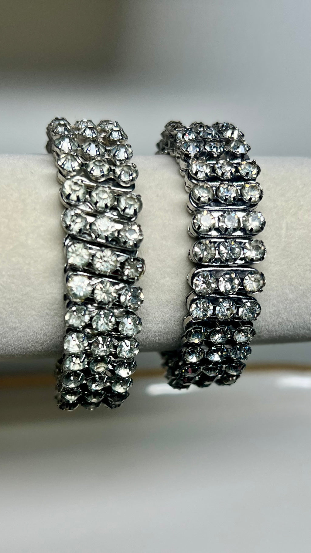 Pair of Vintage Rhinestone Expansion Bacelets