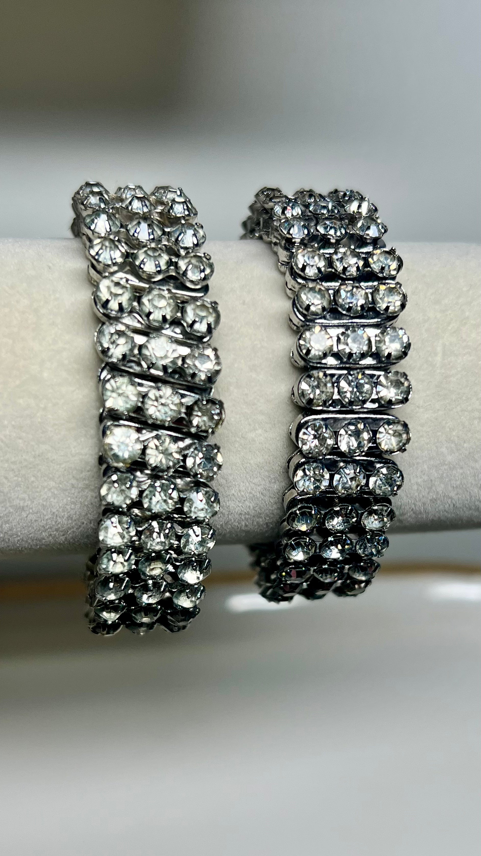 Pair of Vintage Rhinestone Expansion Bacelets